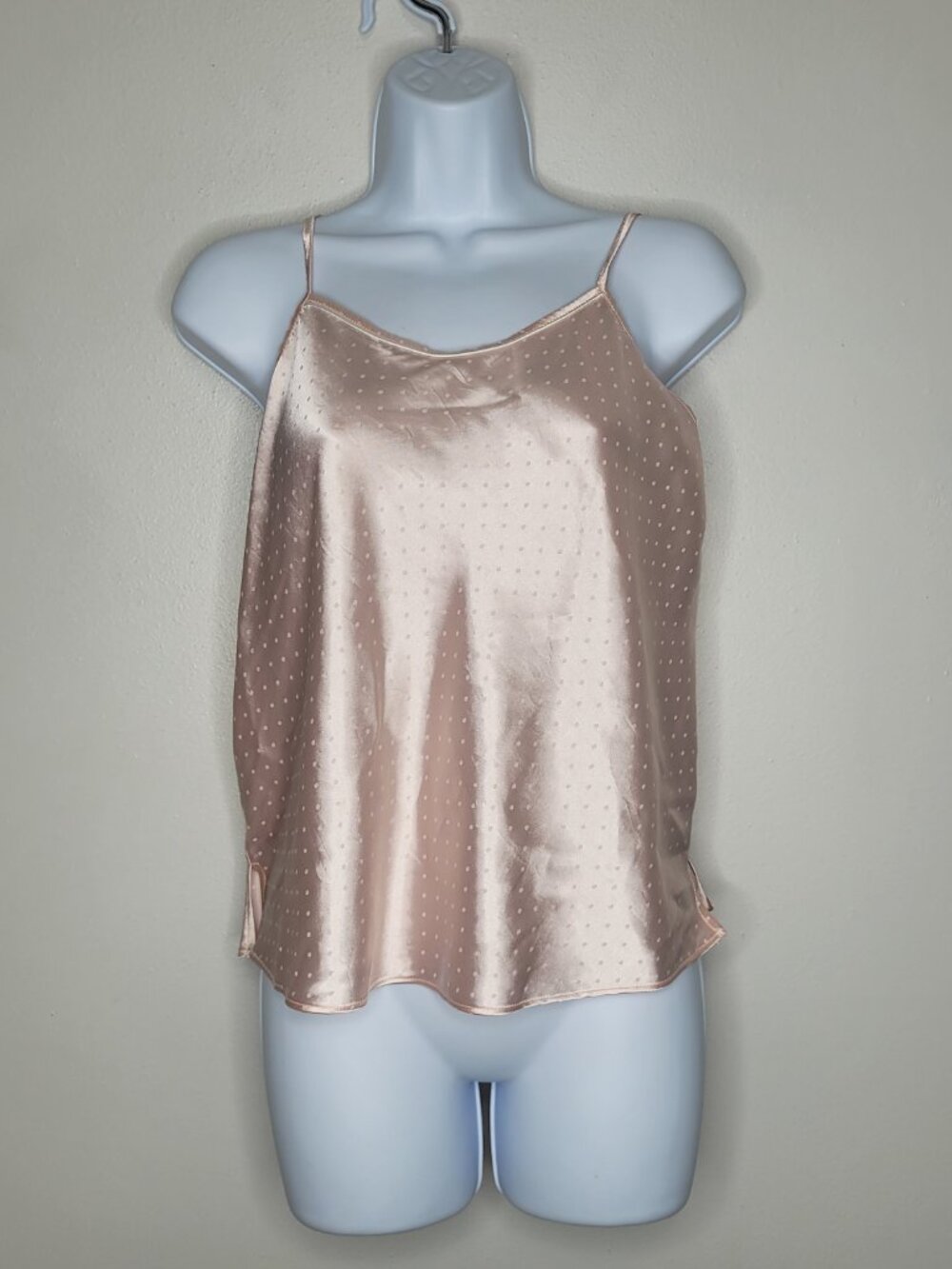 Flora Nikrooz pink dot print dainty feminine satin feel cute girlie top size M